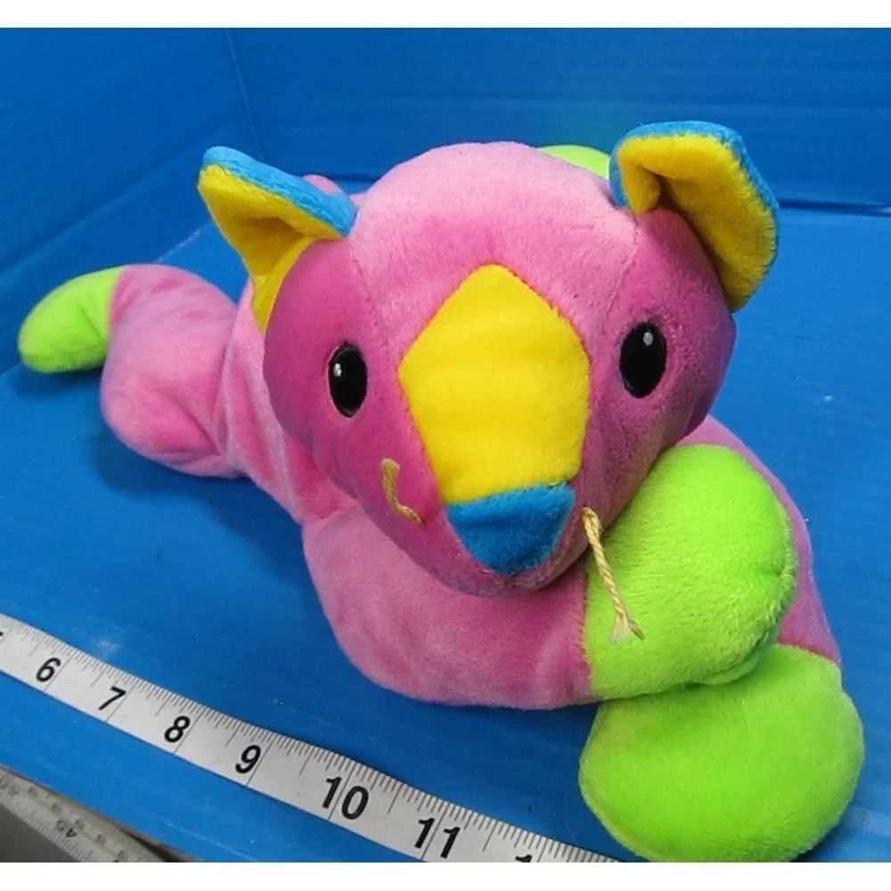 Ty Pillow Pal Meow Kitty Cat Bright Color Blocked Plush '98 Pink Multicolor 13